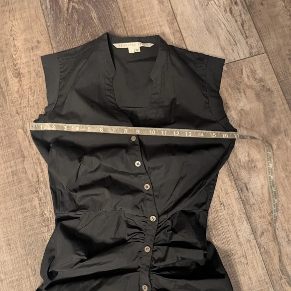 Veronica Beard Black Button-Down Ruched Shirt Dress - Picture 8 of 8